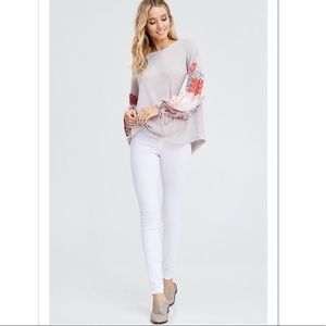 In Loom Floral boho waffle knit top